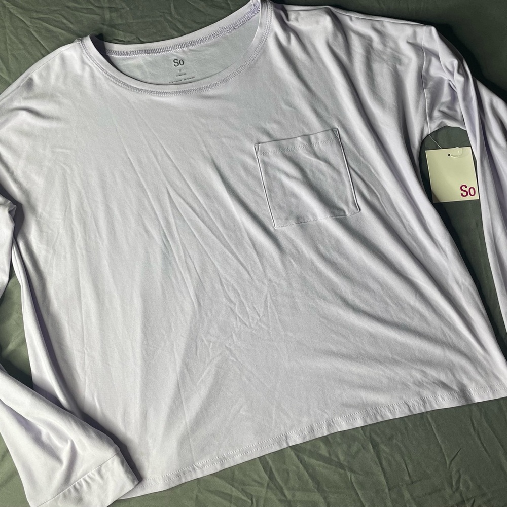 SO Women's White Long Sleeve Pajama Top